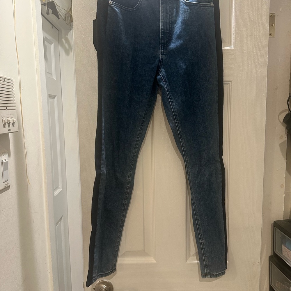Rag & Bone Blue Denim Skinny Jeans with Stripe